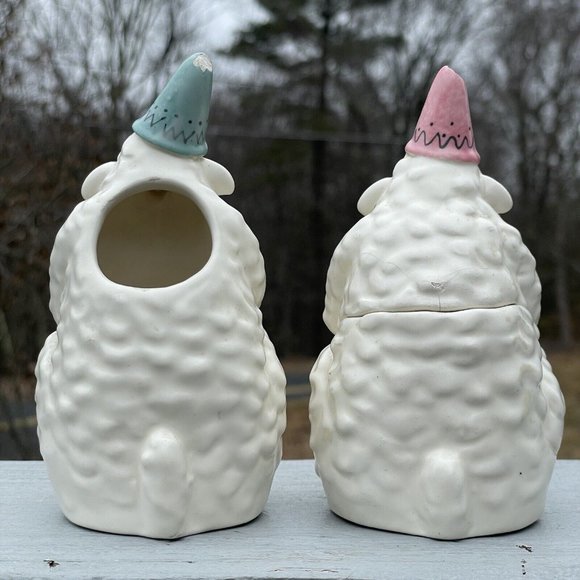 Pair of Vintage Tom Hatton Figural Ceramic Sugar & Creamer Set Sheep Lambs Cute! - Picture 15 of 16